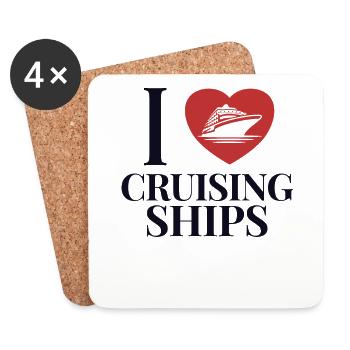 I love Cruising Ships Cruise Ship Passangers - Coasters (set of 4) - white - Front