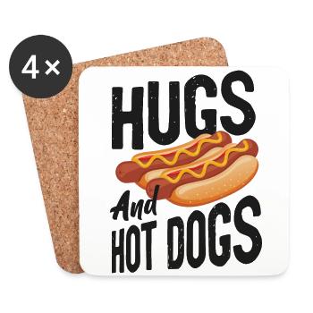Hot Dog Adult Hugs And Hot Dogs - Untersetzer (4er-Set) - Weiß - Vorne