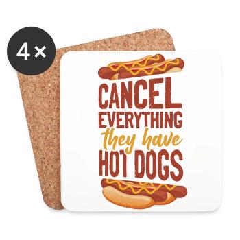 Hot Dog Adult Cancel Everything - Coasters (set of 4) - white - Front