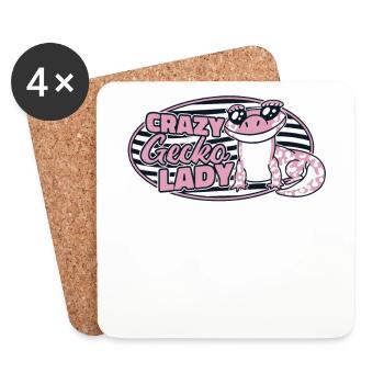 Gecko fou Lady lézard Gekkota léopard à crête - Dessous de verre (lot de 4) - blanc - Devant