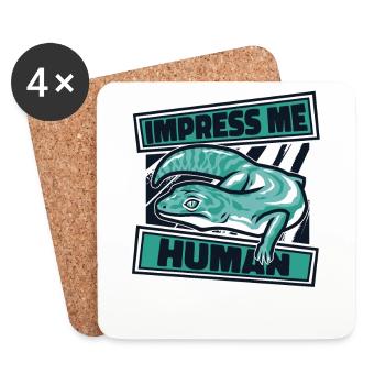 Impress Me Lézard à crête humaine Gekkota Léopard - Dessous de verre (lot de 4) - blanc - Devant
