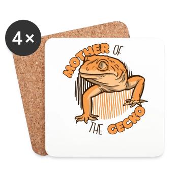 Mother Of The Gecko Lizard Gekkota Crested - Coasters (set of 4) - white - Front