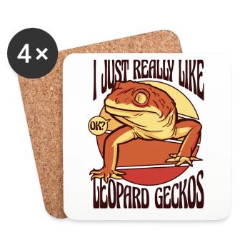 Juste comme le léopard Geckos Lézard à crête - Dessous de verre (lot de 4) - blanc - Devant