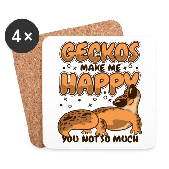 Geckos Me Rendre Heureux Lézard Gekkota À Crête - Dessous de verre (lot de 4) - blanc - Devant