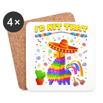 Drôle Meme Citation Taco Fête mexicaine, Fiesta Mexico - Dessous de verre (lot de 4) - blanc - Devant