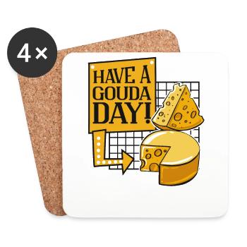 Avoir un amateur de fromage Gouda Day Maker Queso - Dessous de verre (lot de 4) - blanc - Devant
