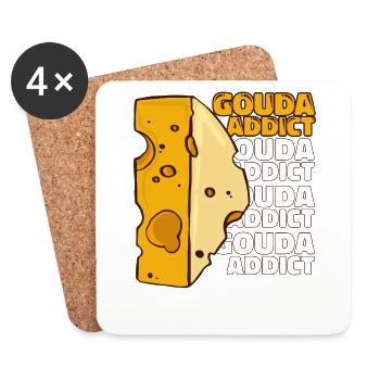 Gouda Addict Queso Käsehändler Hersteller Liebhaber Gouda - Untersetzer (4er-Set) - Weiß - Vorne