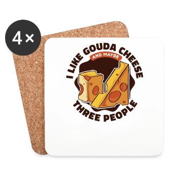 J’aime le gouda et peut-être 3 personnes font queso gouda - Dessous de verre (lot de 4) - blanc - Devant