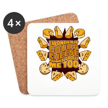 Je me demande si Gouda pense à moi aussi Queso Maker - Dessous de verre (lot de 4) - blanc - Devant