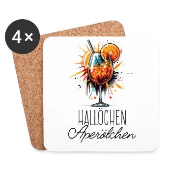 Hello Aperölchen Cocktail Summer Party Shirt - Coasters (set of 4) - white - Front