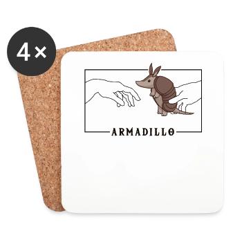 Michelangelo Creation of Adam Armadillo Pink - Coasters (set of 4) - white - Front