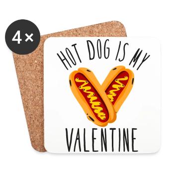 Hot Dog Adult Heart Valentines Day - Coasters (set of 4) - white - Front
