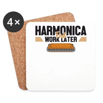 Harmonica Première œuvre plus tard Harmoniste Harmoniciste - Dessous de verre (lot de 4) - blanc - Devant