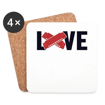 Love Mouth Harpe Harmoniste Harmoniciste - Dessous de verre (lot de 4) - blanc - Devant