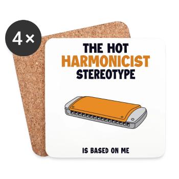 Le stéréotype de l’harmoniciste est basé sur moi Harmoniciste - Dessous de verre (lot de 4) - blanc - Devant