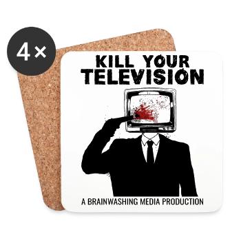 Lavage de cerveau Tuez votre télé Fake News Portest - Dessous de verre (lot de 4) - blanc - Devant