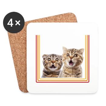 Gender Lesbian Gay Trans Queer Cat Rainbow - Coasters (set of 4) - white - Front