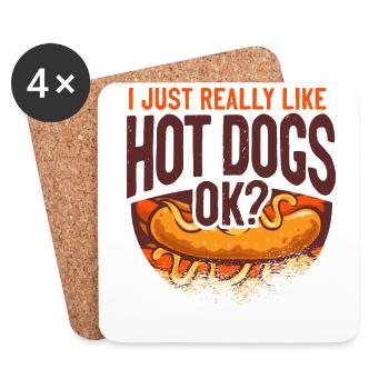 Hot Dog Adult I Just Really Like - Untersetzer (4er-Set) - Weiß - Vorne