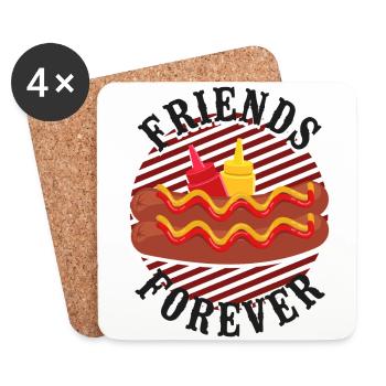 Hot Dog Adult Friends Forever - Untersetzer (4er-Set) - Weiß - Vorne