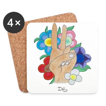 FloweryPeaceSign DailySmile - Dessous de verre (lot de 4) - blanc - Devant