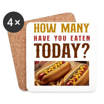Hot Dog Adult How Many Have You - Untersetzer (4er-Set) - Weiß - Vorne