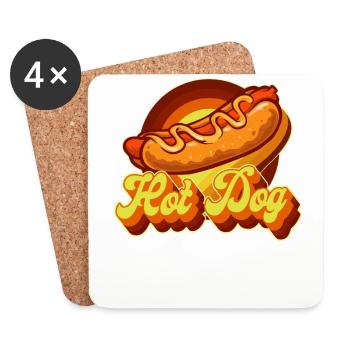 Hot Dog Adulte Rétro Vintage Hot - Dessous de verre (lot de 4) - blanc - Devant