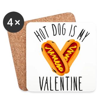 Hot Dog Adult Heart Valentines Day - Coasters (set of 4) - white - Front