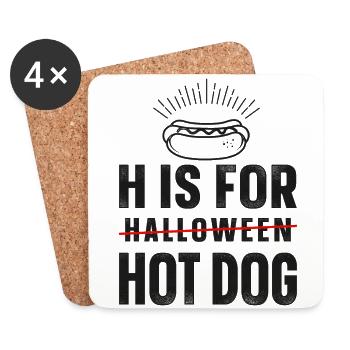 Hot Dog Adult Halloween H est pour - Dessous de verre (lot de 4) - blanc - Devant
