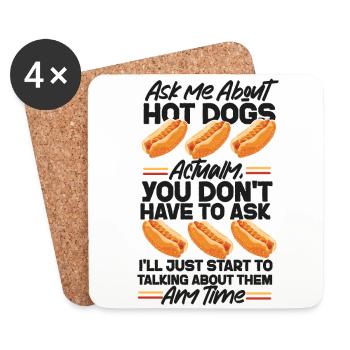 Hot Dog Adult Ask Me About Hot - Coasters (set of 4) - white - Front