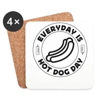 Hot Dog Adult Every Day Is Hot Dog - Coasters (set of 4) - white - Front