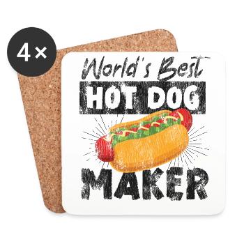 Hot Dog Adulte Vintage Le meilleur du monde - Dessous de verre (lot de 4) - blanc - Devant