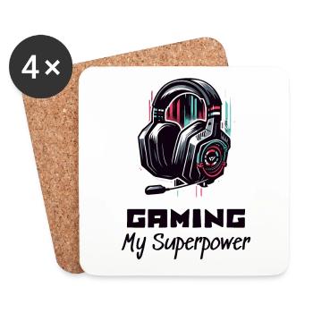 Gaming My Superpower Shirt Street Art Style - Untersetzer (4er-Set) - Weiß - Vorne