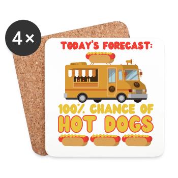Hot Dog Adult Today's Forecast: - Coasters (set of 4) - white - Front