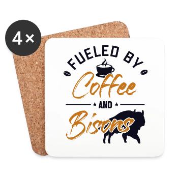 Alimenté par le café et les bisons Buffalo Bovinae Lover - Dessous de verre (lot de 4) - blanc - Devant