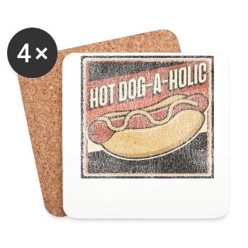 Hot Dog Adulte Vintage Chaud - Dessous de verre (lot de 4) - blanc - Devant