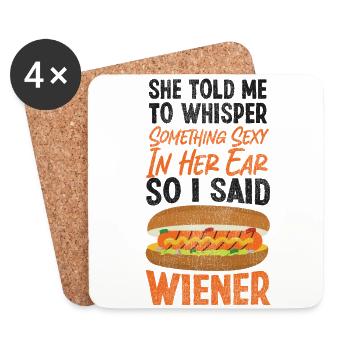 Hot Dog Adult She Told Me To - Untersetzer (4er-Set) - Weiß - Vorne