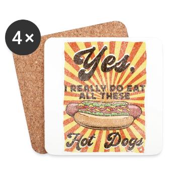Hot Dog Adulte Vintage Rétro Oui, je - Dessous de verre (lot de 4) - blanc - Devant