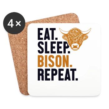 Eat Sleep Bison Repeat Buffalo American Bison - Coasters (set of 4) - white - Front