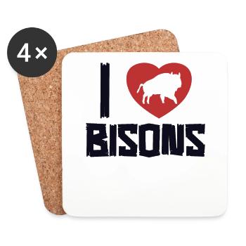 I love Bisons Buffalo American Bison Bovinae - Coasters (set of 4) - white - Front