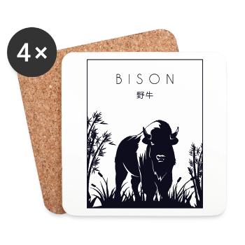 Bison Chinese Hanzi Buffalo American Bison - Coasters (set of 4) - white - Front