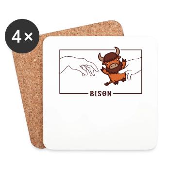 Michelangelo Creation of Adam Bison Buffalo - Coasters (set of 4) - white - Front