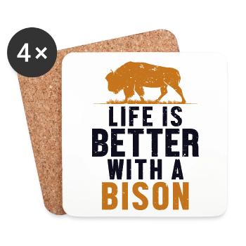 La vie est meilleure avec un amateur de bison et de buffle Bovinae - Dessous de verre (lot de 4) - blanc - Devant