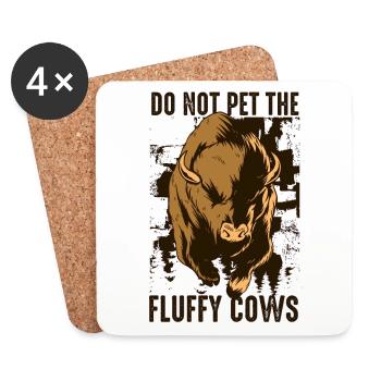 Ne caressez pas les vaches duveteuses Bison d’Amérique Buffalo - Dessous de verre (lot de 4) - blanc - Devant