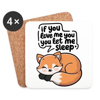 Si tu m’aimes, tu me laisses dormir renard - Dessous de verre (lot de 4) - blanc - Devant