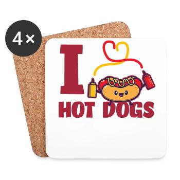 Hot Dog Adult Heart I Love Hot - Dessous de verre (lot de 4) - blanc - Devant