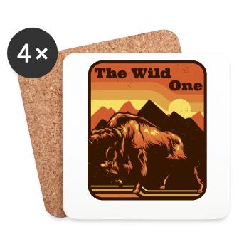 The Wild One Buffalo Bovinae American Bison Lover - Coasters (set of 4) - white - Front