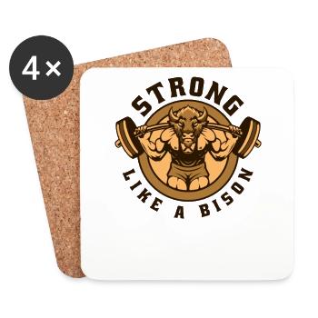 Strong Like A Bison Buffalo Bovinae American - Coasters (set of 4) - white - Front