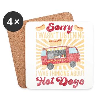 Hot Dog Adulte Fille Vintage Désolé I - Dessous de verre (lot de 4) - blanc - Devant