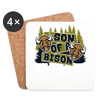 Son Of A Bison Buffalo Bovinae American Bison - Coasters (set of 4) - white - Front