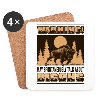 Peut parler spontanément des bisons Buffalo - Dessous de verre (lot de 4) - blanc - Devant